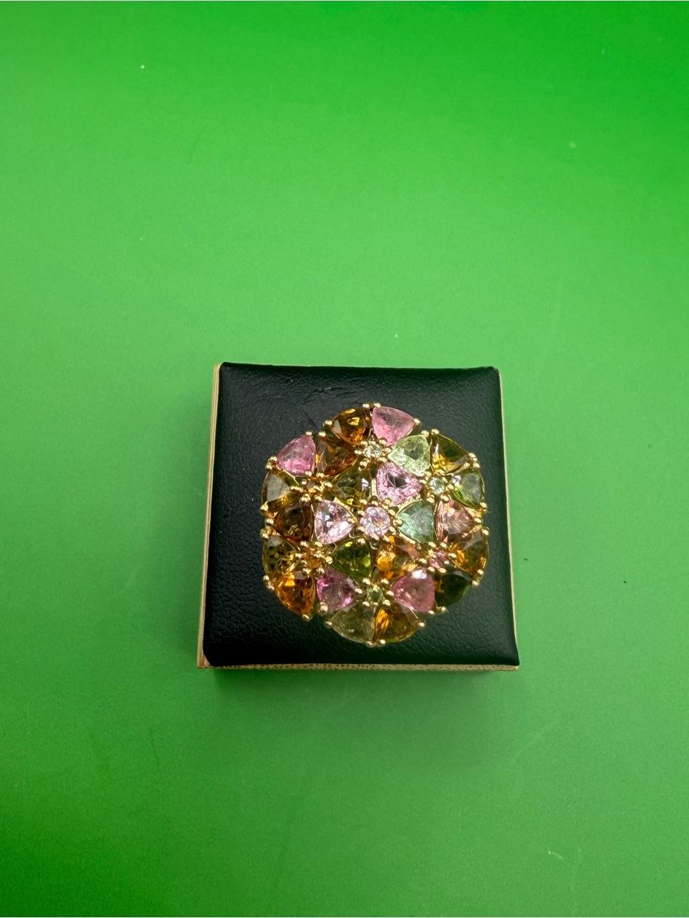 925 Sterling Silver Multicolor Tourmaline Ring Size 10.25.